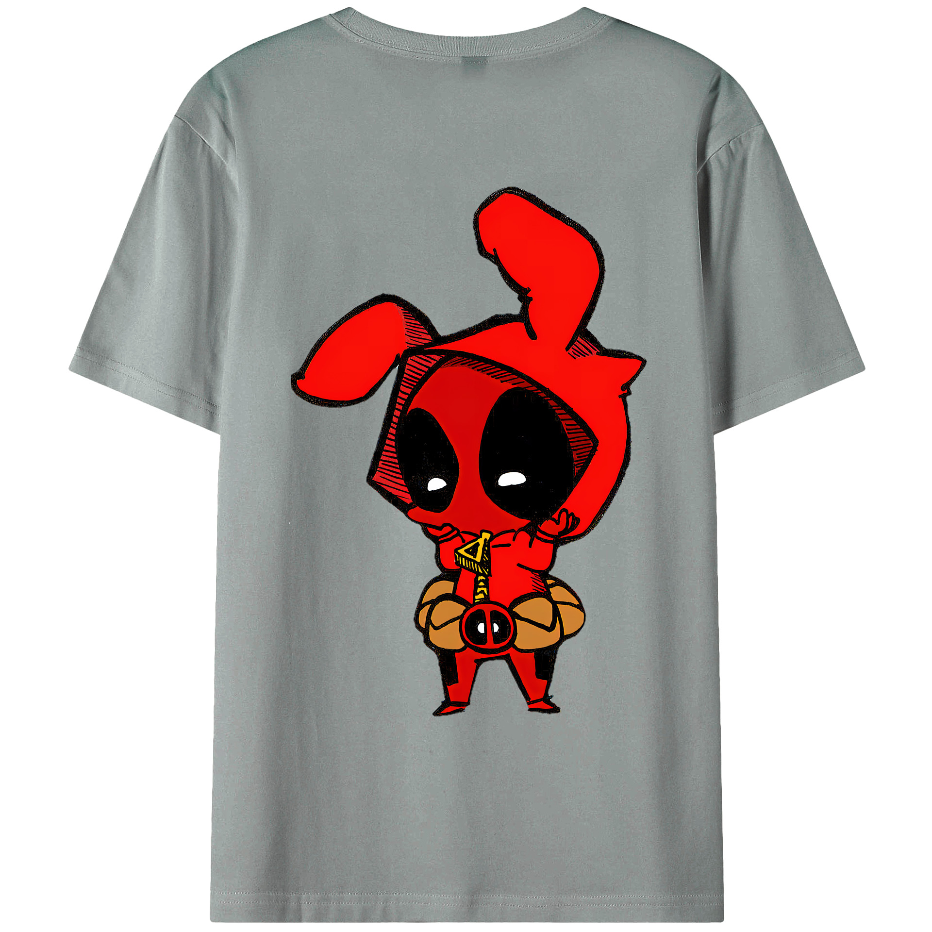 （画像用） Deadpool デッドプール 綿100％ メンズ半袖Tシャツ（バックプリント） 通気性
